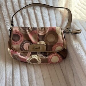 Coach Pink and Brown Vintage SoHo Signature Shoulder Bag